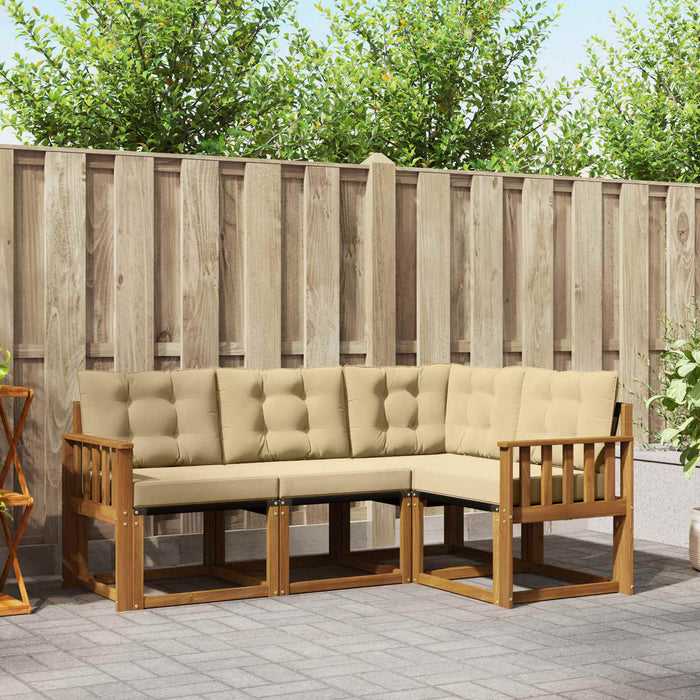 Set de canapele de exterior cu pernă 4 pcs Natural și Bej - WALTI WALTI