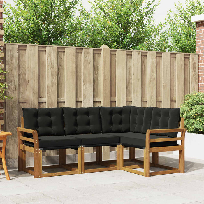 Set de canapele de exterior cu pernă 4 pcs Natural și Negru - WALTI WALTI