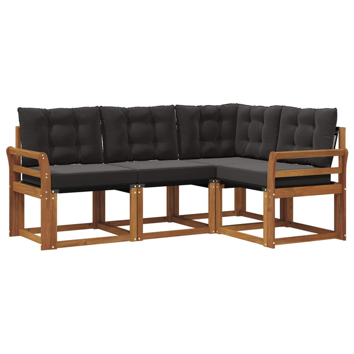 Set de canapele de exterior cu pernă 4 pcs Natural și Negru - WALTI WALTI