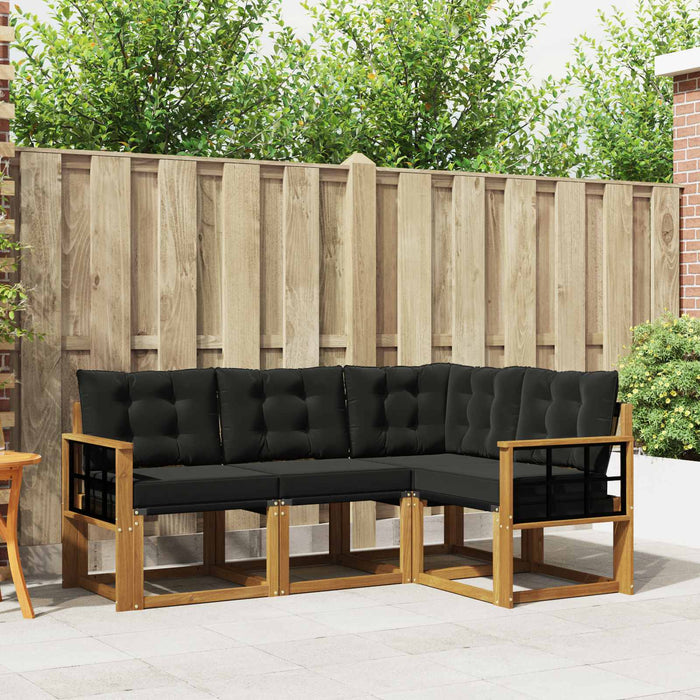 Set de canapele de exterior cu pernă 4 pcs Natural și Negru - WALTI WALTI
