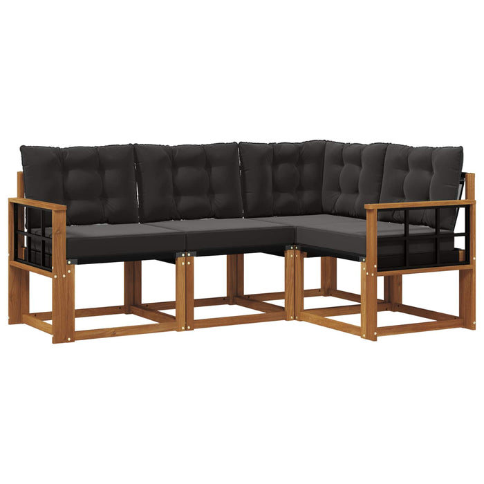 Set de canapele de exterior cu pernă 4 pcs Natural și Negru - WALTI WALTI