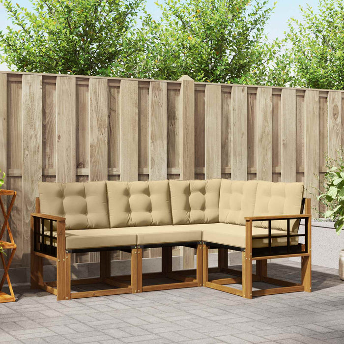 Set de canapele de exterior cu pernă 4 pcs Natural și Bej - WALTI WALTI