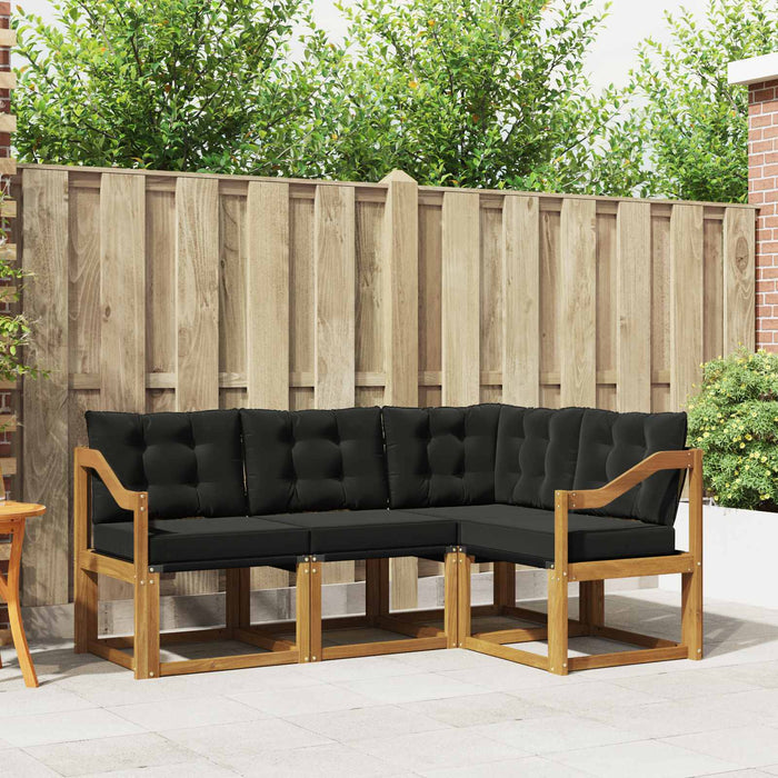 Set de canapele de exterior cu pernă 4 pcs Natural și Negru - WALTI WALTI