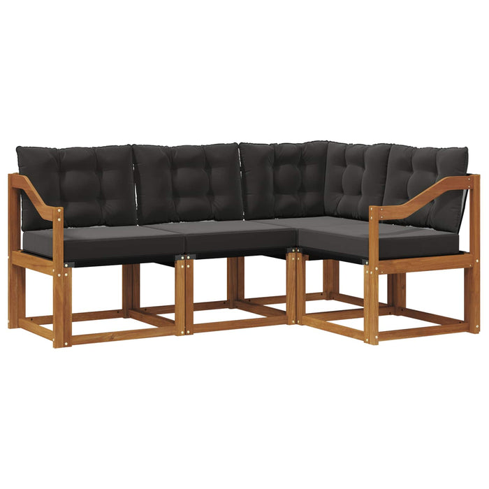 Set de canapele de exterior cu pernă 4 pcs Natural și Negru - WALTI WALTI