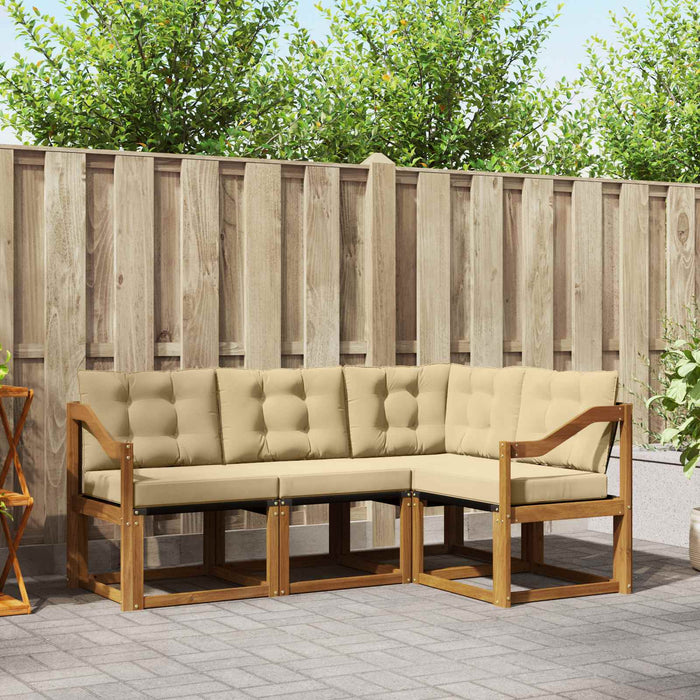 Set de canapele de exterior cu pernă 4 pcs Natural și Bej - WALTI WALTI