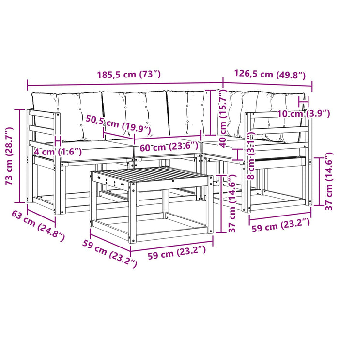 Set de canapele de exterior cu pernă 5 pcs Natural și Bej - WALTI WALTI