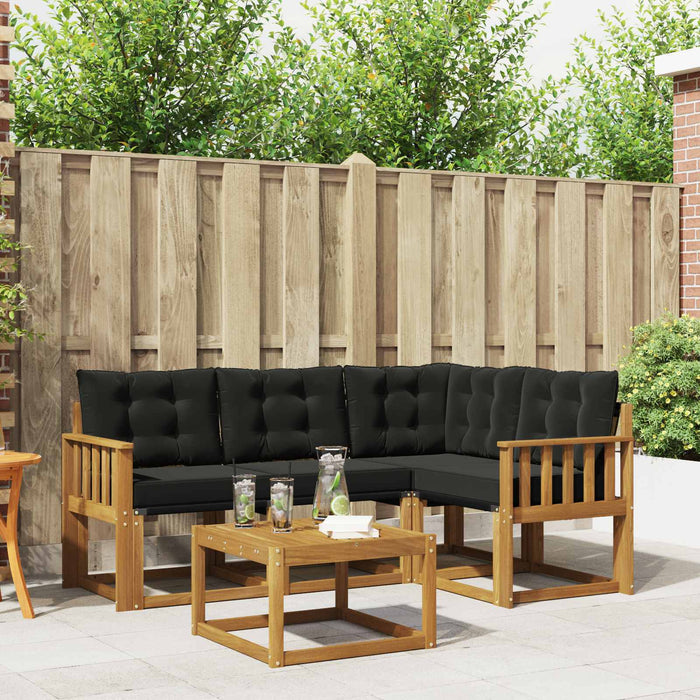 Set de canapele de exterior cu pernă 5 pcs Natural și Negru - WALTI WALTI