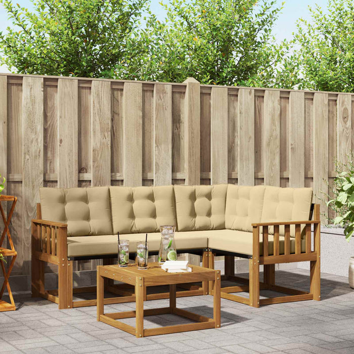 Set de canapele de exterior cu pernă 5 pcs Natural și Bej - WALTI WALTI