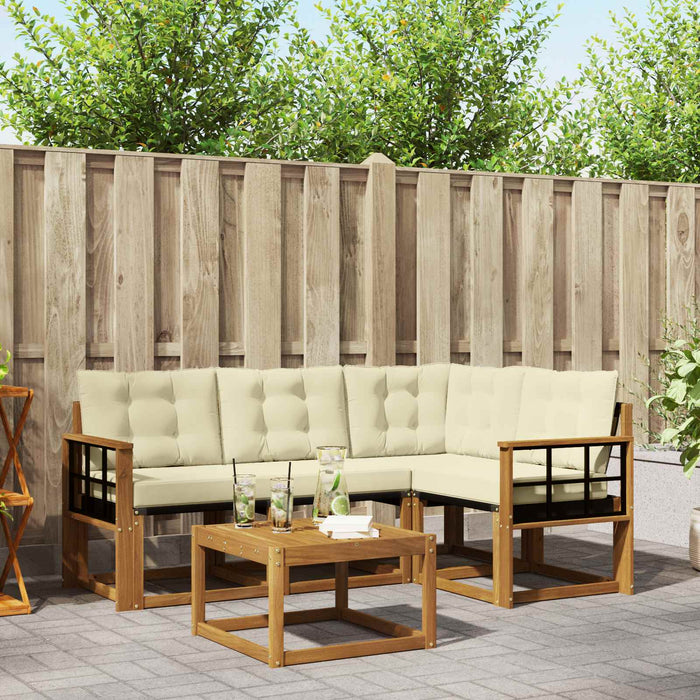 Set de canapele de exterior cu pernă 5 pcs Natural și Crem - WALTI WALTI