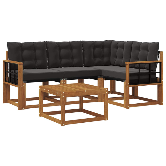Set de canapele de exterior cu pernă 5 pcs Natural și Negru - WALTI WALTI