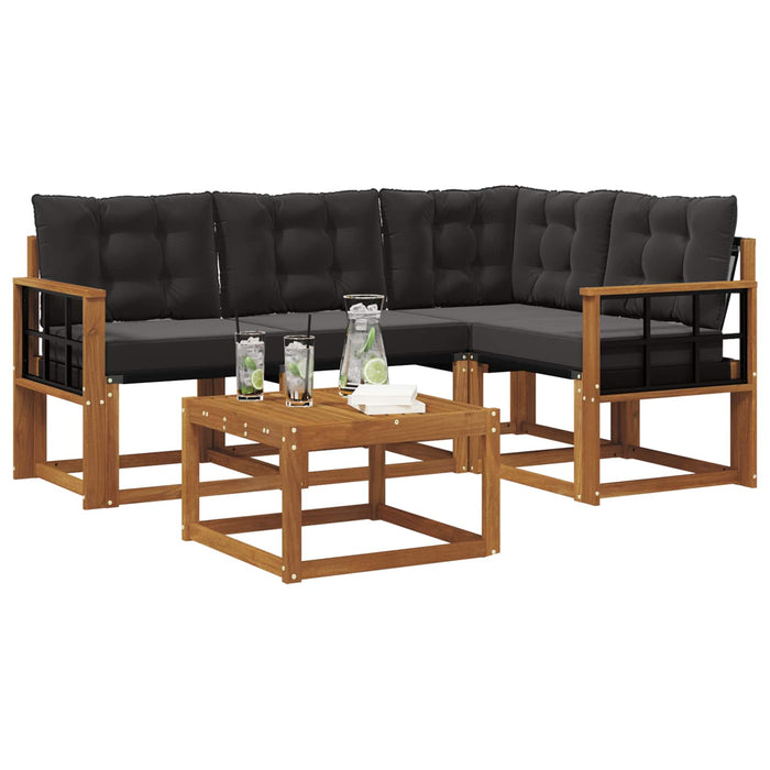 Set de canapele de exterior cu pernă 5 pcs Natural și Negru - WALTI WALTI