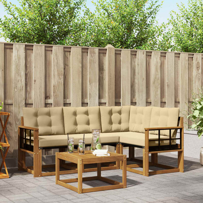 Set de canapele de exterior cu pernă 5 pcs Natural și Bej - WALTI WALTI