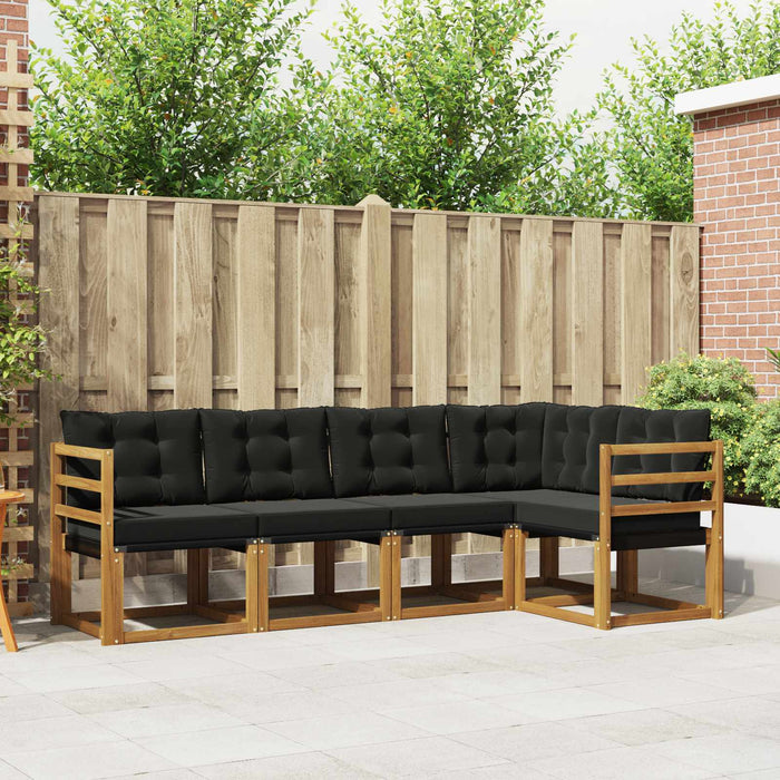 Set de canapele de exterior cu pernă 5 pcs Natural și Negru - WALTI WALTI