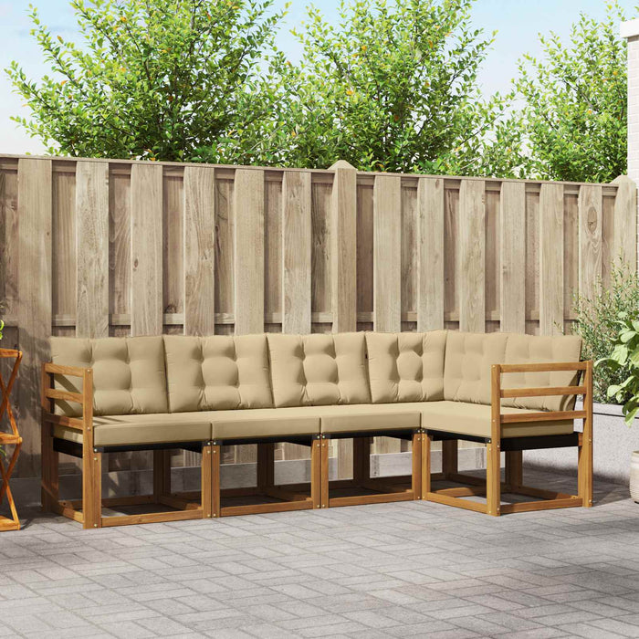 Set de canapele de exterior cu pernă 5 pcs Natural și Bej - WALTI WALTI