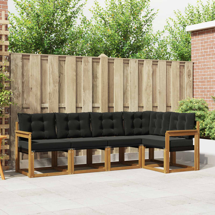 Set de canapele de exterior cu pernă 5 pcs Natural și Negru - WALTI WALTI