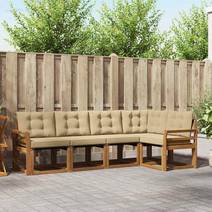 Set de canapele de exterior cu pernă 5 pcs Natural și Bej - WALTI WALTI