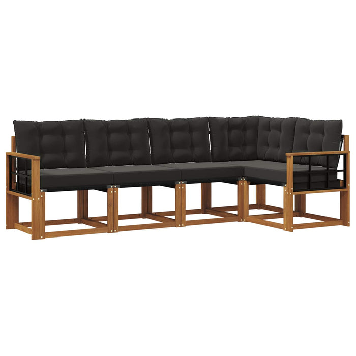 Set de canapele de exterior cu pernă 5 pcs Natural și Negru - WALTI WALTI