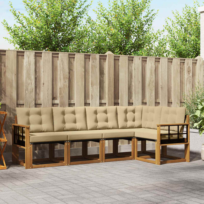 Set de canapele de exterior cu pernă 5 pcs Natural și Bej - WALTI WALTI