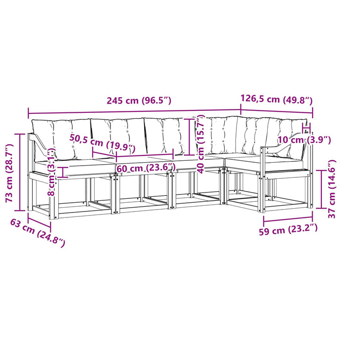 Set de canapele de exterior cu pernă 5 pcs Natural și Crem - WALTI WALTI