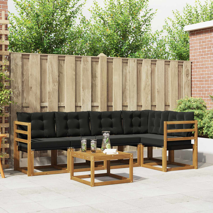Set de canapele de exterior cu pernă 6 pcs Natural și Negru - WALTI WALTI