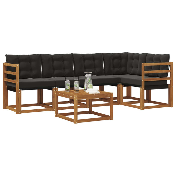 Set de canapele de exterior cu pernă 6 pcs Natural și Negru - WALTI WALTI
