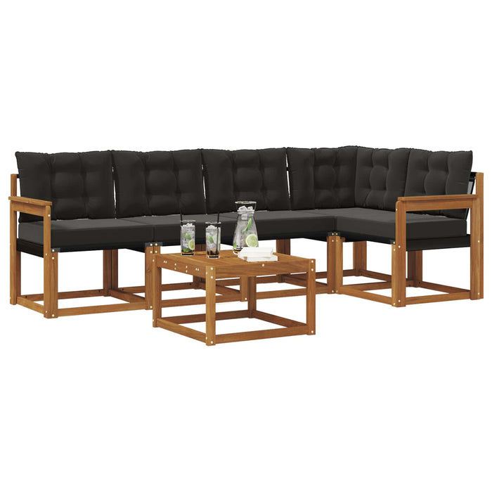 Set de canapele de exterior cu pernă 6 pcs Natural și Negru - WALTI WALTI