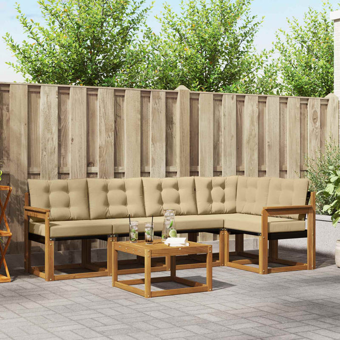 Set de canapele de exterior cu pernă 6 pcs Natural și Bej - WALTI WALTI
