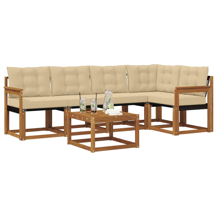 Set de canapele de exterior cu pernă 6 pcs Natural și Bej - WALTI WALTI