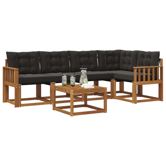 Set de canapele de exterior cu pernă 6 pcs Natural și Negru - WALTI WALTI