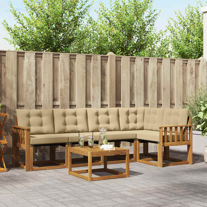 Set de canapele de exterior cu pernă 6 pcs Natural și Bej - WALTI WALTI