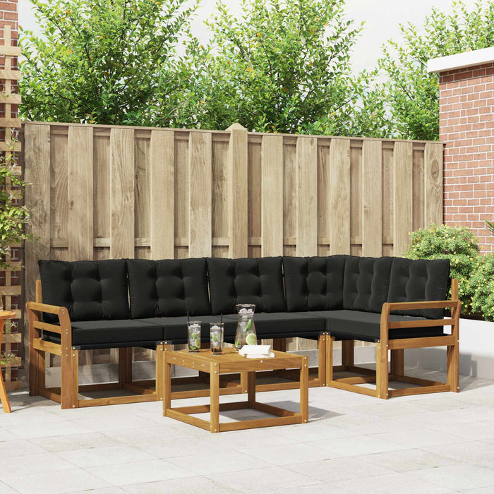 Set de canapele de exterior cu pernă 6 pcs Natural și Negru - WALTI WALTI