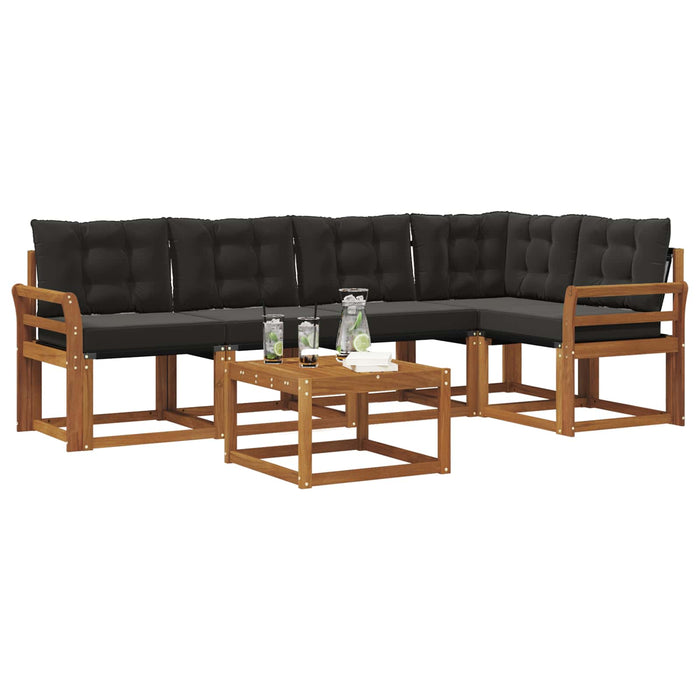 Set de canapele de exterior cu pernă 6 pcs Natural și Negru - WALTI WALTI