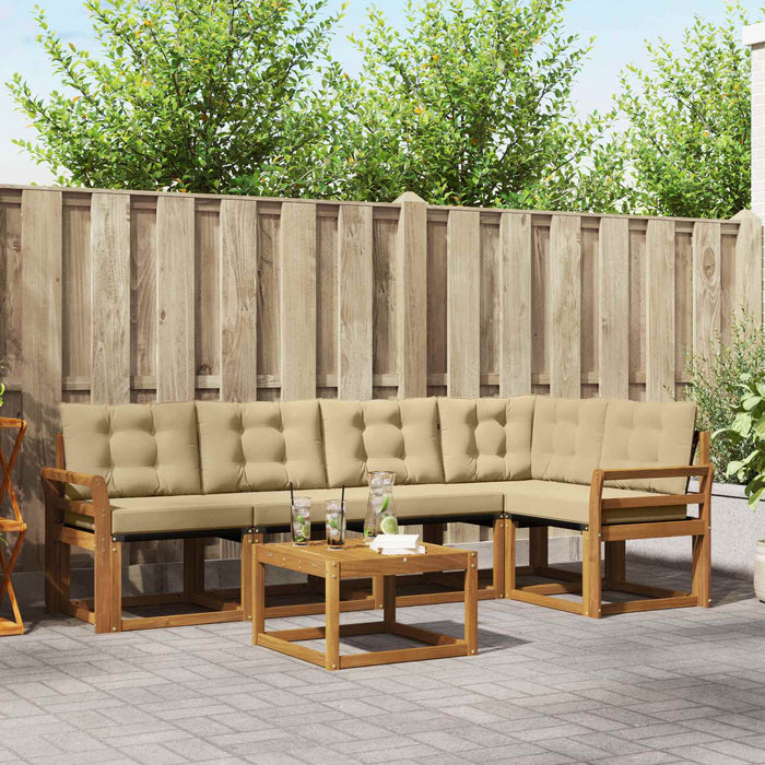 Set de canapele de exterior cu pernă 6 pcs Natural și Bej - WALTI WALTI