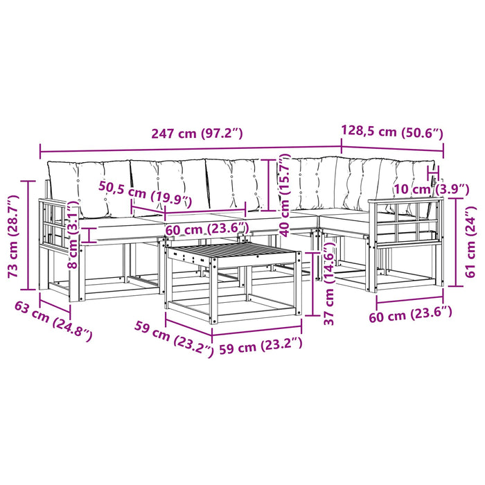 Set de canapele de exterior cu pernă 6 pcs Natural și Crem - WALTI WALTI
