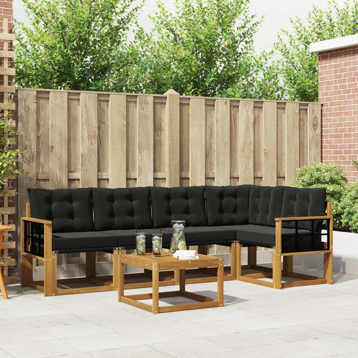 Set de canapele de exterior cu pernă 6 pcs Natural și Negru - WALTI WALTI