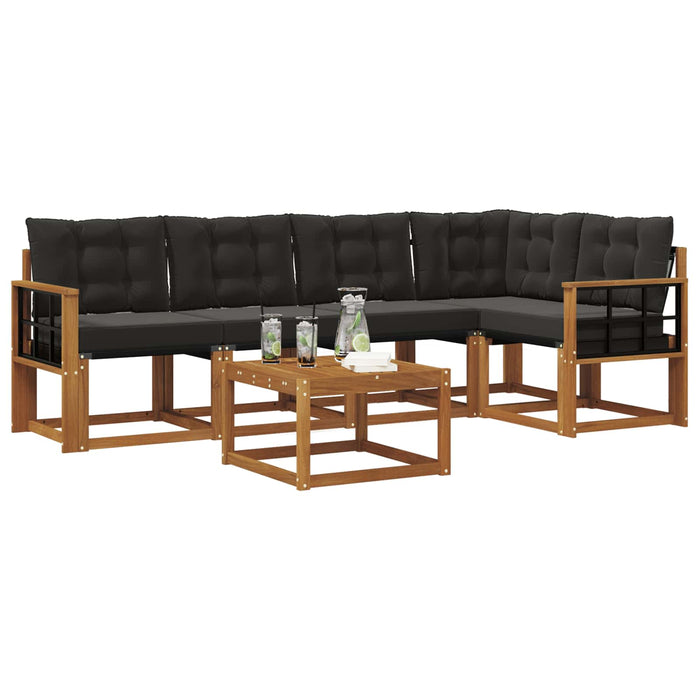 Set de canapele de exterior cu pernă 6 pcs Natural și Negru - WALTI WALTI