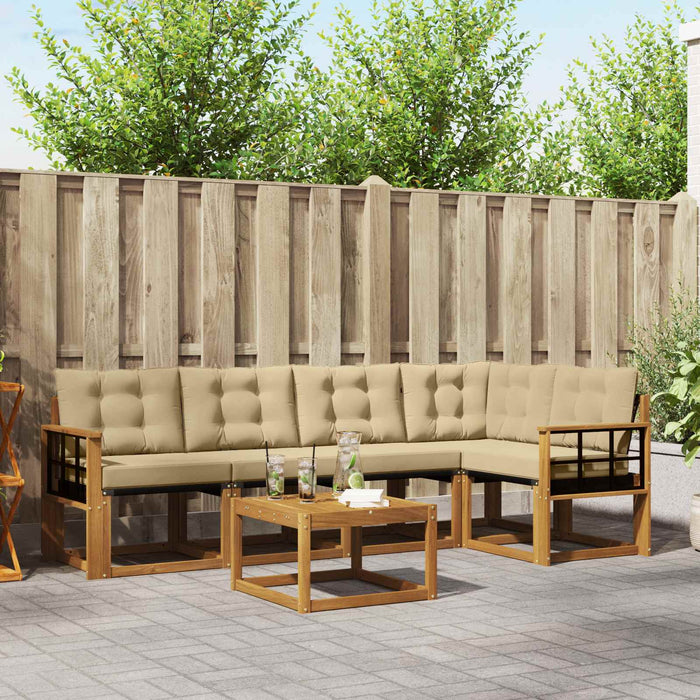 Set de canapele de exterior cu pernă 6 pcs Natural și Bej - WALTI WALTI