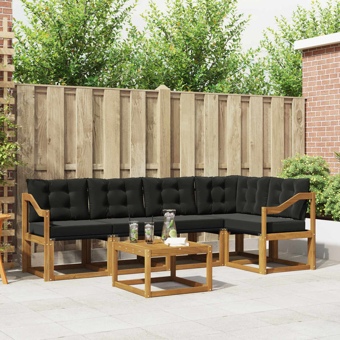 Set de canapele de exterior cu pernă 6 pcs Natural și Negru - WALTI WALTI