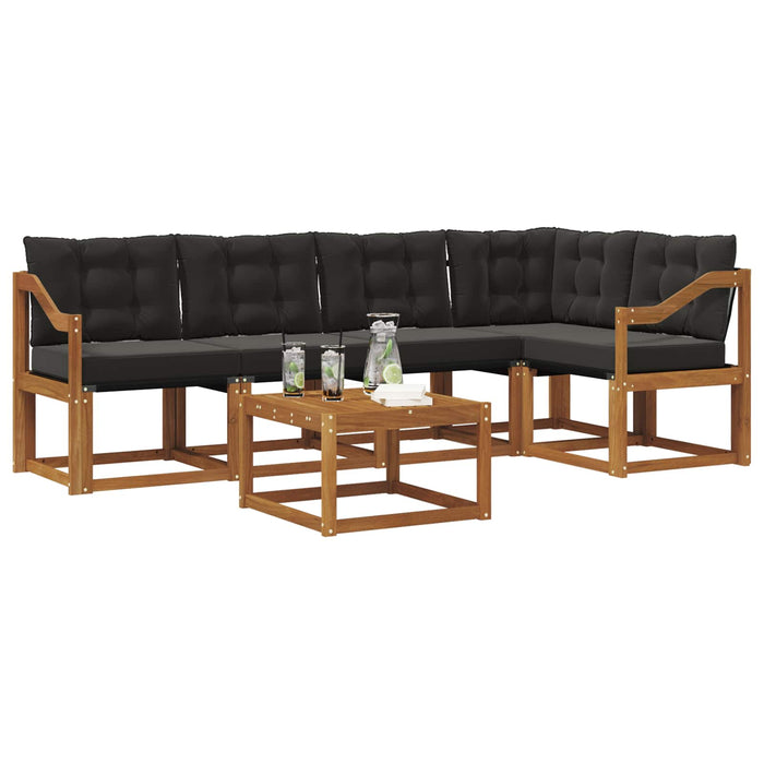 Set de canapele de exterior cu pernă 6 pcs Natural și Negru - WALTI WALTI