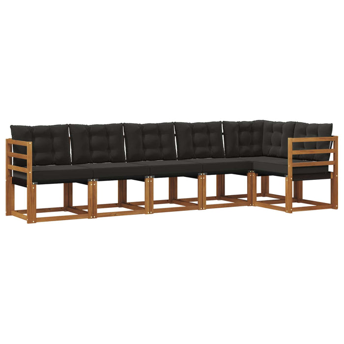 Set de canapele de exterior cu pernă 6 pcs Natural și Negru WALTI