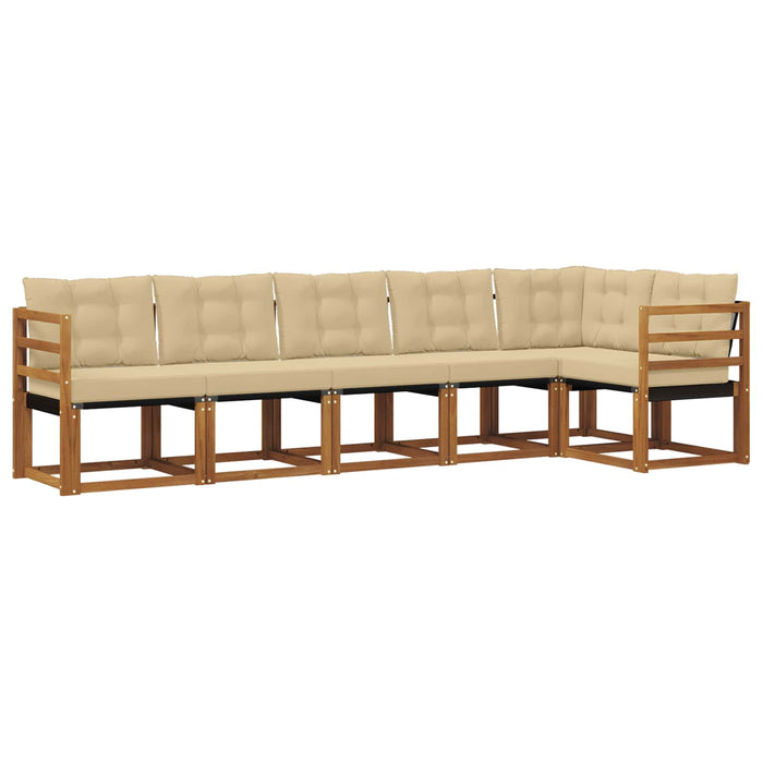Set de canapele de exterior cu pernă 6 pcs Natural și Bej WALTI
