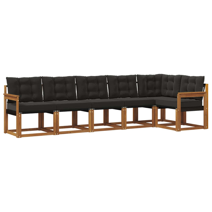 Set de canapele de exterior cu pernă 6 pcs Natural și Negru WALTI