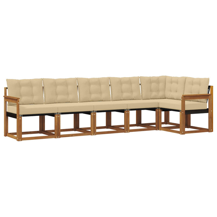 Set de canapele de exterior cu pernă 6 pcs Natural și Bej WALTI