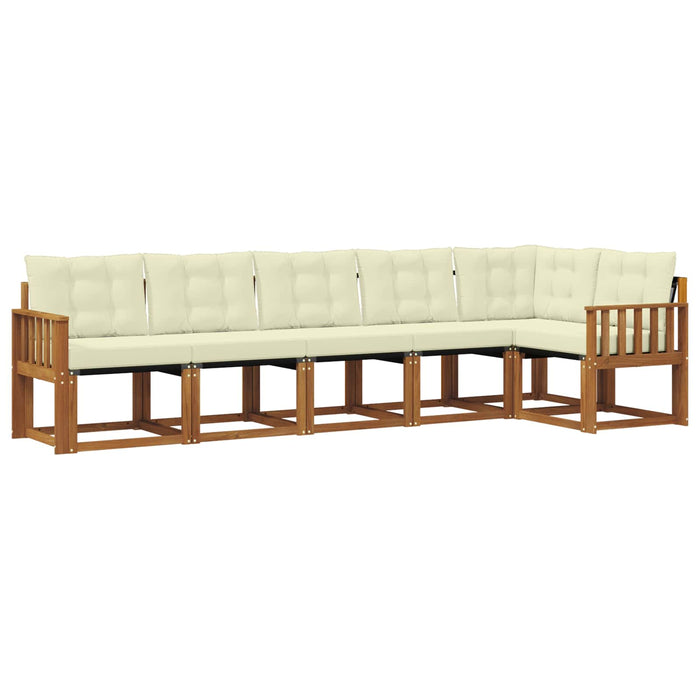 Set de canapele de exterior cu pernă 6 pcs Natural și Crem WALTI
