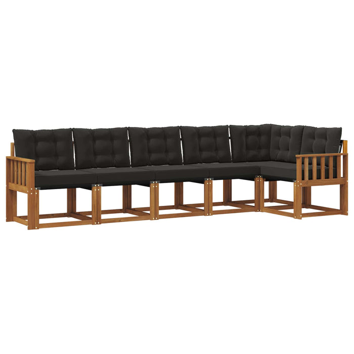 Set de canapele de exterior cu pernă 6 pcs Natural și Negru WALTI