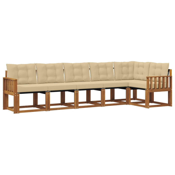 Set de canapele de exterior cu pernă 6 pcs Natural și Bej WALTI
