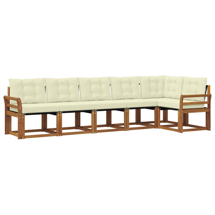 Set de canapele de exterior cu pernă 6 pcs Natural și Crem WALTI