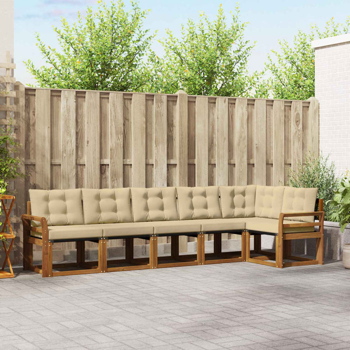 Set de canapele de exterior cu pernă 6 pcs Natural și Bej WALTI