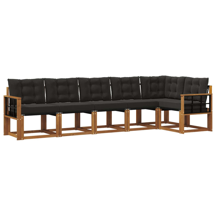 Set de canapele de exterior cu pernă 6 pcs Natural și Negru WALTI