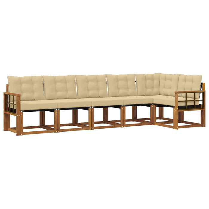 Set de canapele de exterior cu pernă 6 pcs Natural și Bej WALTI